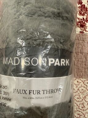 Madison Park Plush Faux Fur Throw in Gray